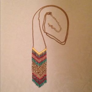 Long beaded chevron necklace